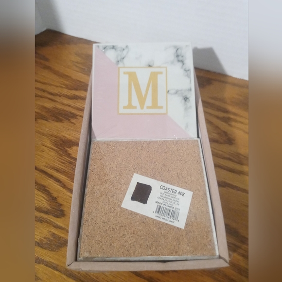 Marbled Letter Ceramic Coaster Set - Four (4) Packs - Picture 6 of 7